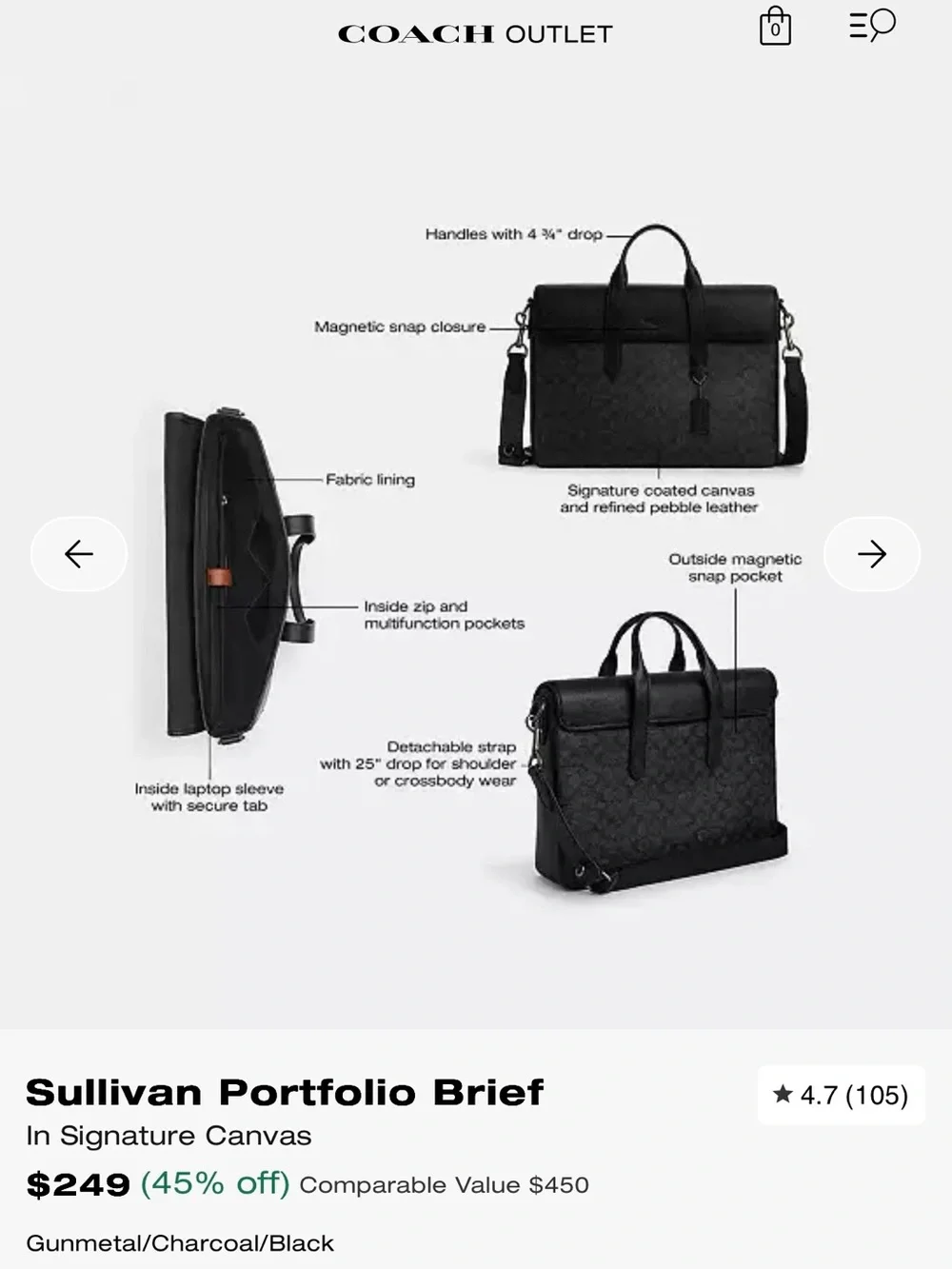 NWOT Coach Sullivan Portfolio Briefcase in Signature Canvas